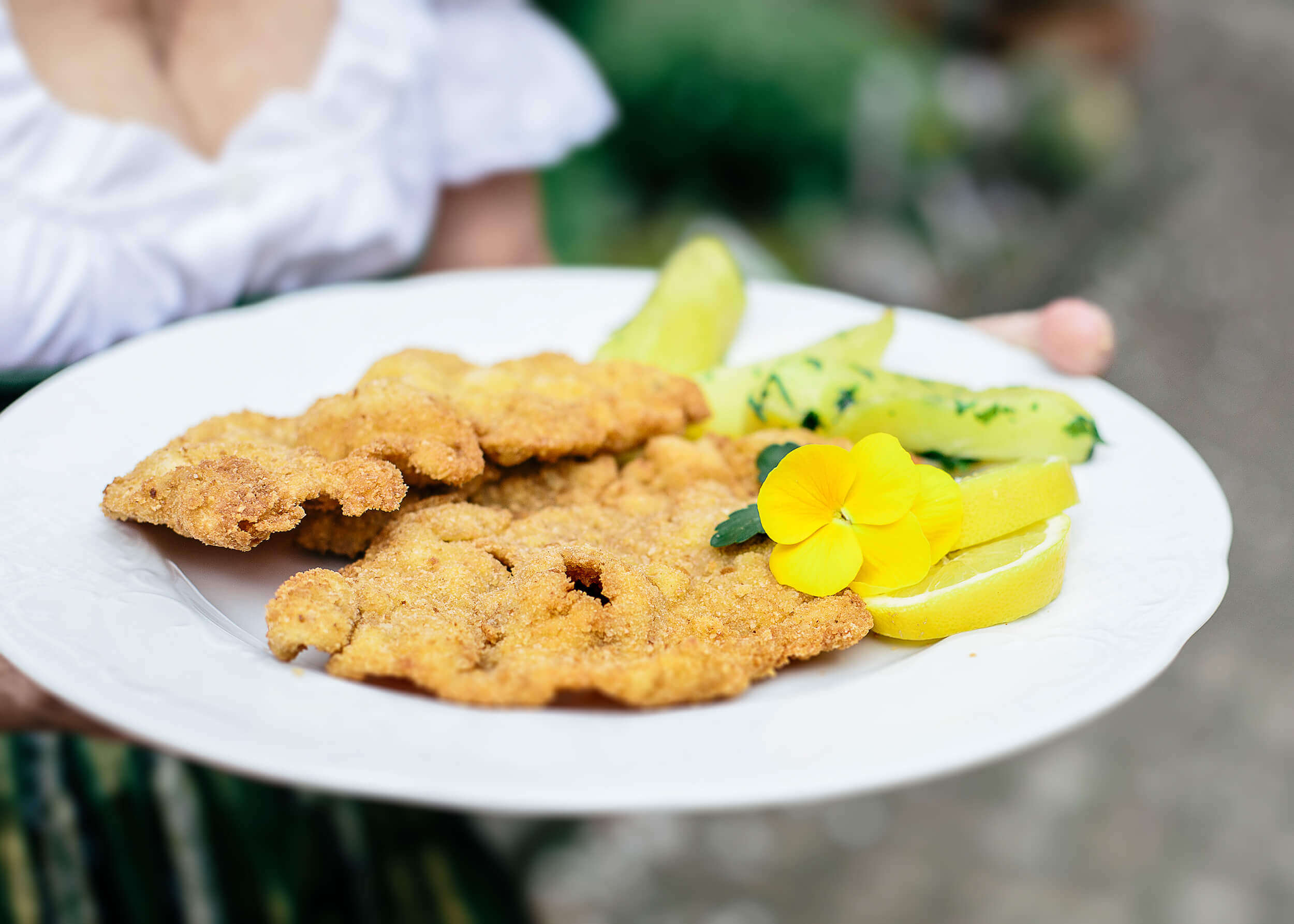 Schnitzel mit  Zitronen Wirt am Gries