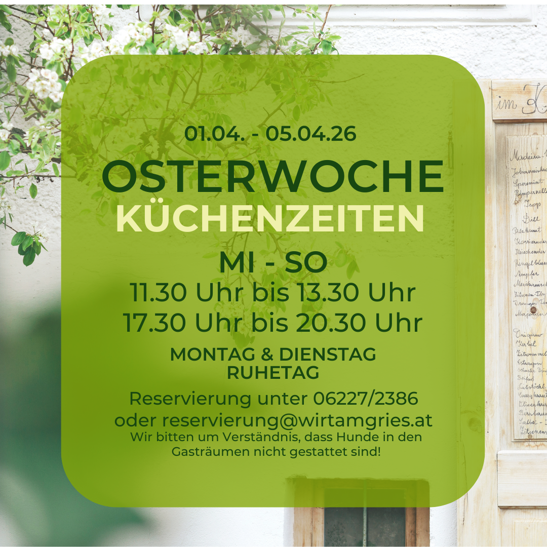 Osterwoche Küchenzeiten
