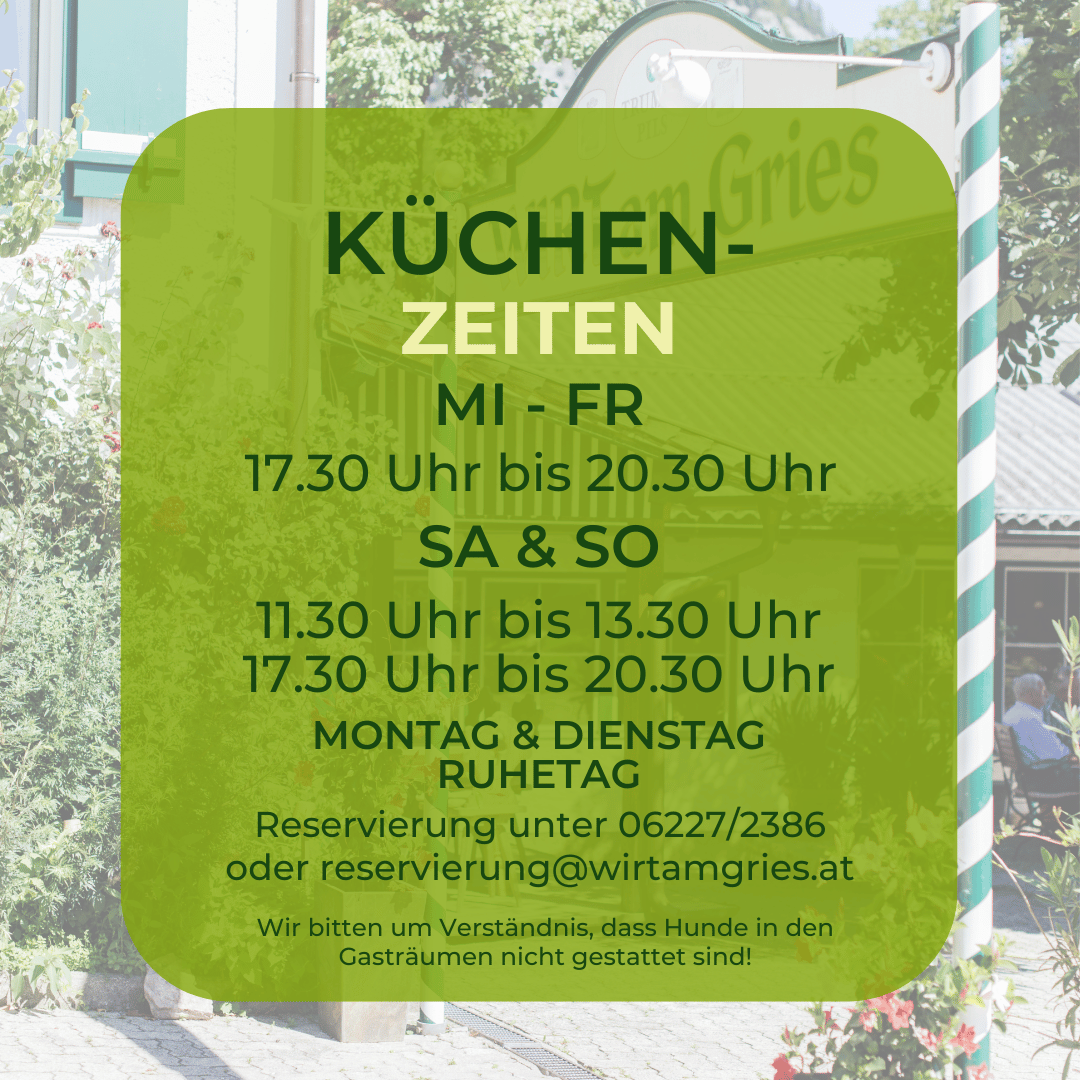 Küchenöffnungszeiten